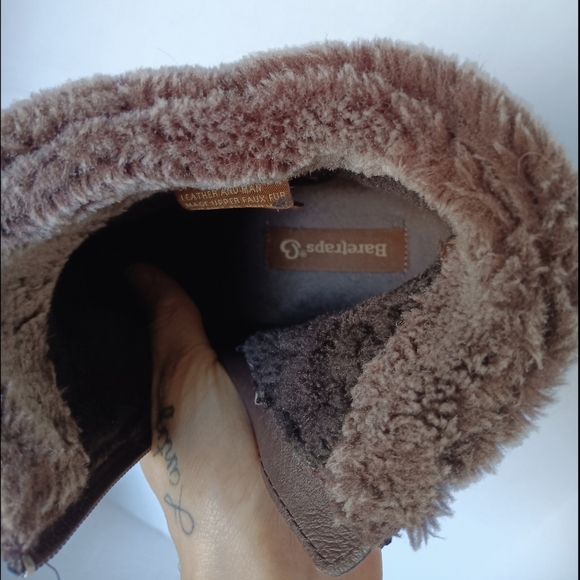 🖤 BareTraps Adelina Leather Suede Ankle Boots Bootie 9 Winter Faux Fur Burgundy - Picture 10 of 14
